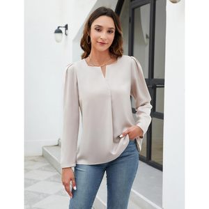 Blusa Elegante de Satén para Mujer, Manga Larga, para Trabajo, Informal, Elegante, Antiarrugas, para Negocios - Product Image 2