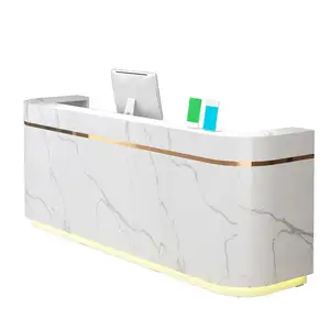 Modern Small Marble Metal Cash Register Beauty Salon Bar Reception Desk Custom Color Front Desk