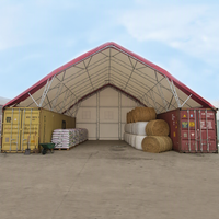 Abri Conteneur à Double Treillis Certifié CE 65x40 pieds, Structure Galvanisée à Chaud, Résistance au Vent 140 km/h, Auvent d'Entrepôt en PVC, Taille Personnalisée