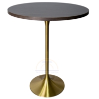 Vente directe d'usine haute ronde noir et or mdf balcon fil tables de bar à cocktails en acier inoxydable