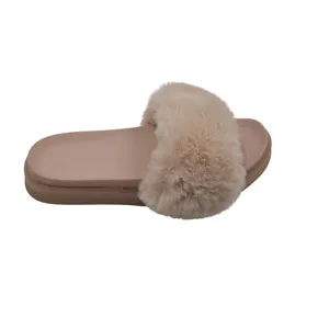 Zapatos peludos para mujer, zapatillas cálidas con punta abierta, deslizantes, cómodas sandalias deslizantes para el hogar y exteriores, para invierno y otoño