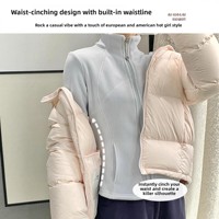 Veste polaire double face bleue slim pour femme, col montant, épaisse et chaude, coupe courte, couleur unie, petite taille