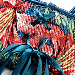 Haut vintage court multicolore pour femme, style corset et <span class=keywords><strong>bustier</strong></span>, à col licou, <span class=keywords><strong>moulant</strong></span>, à baleines, amincissant, en polyester antibactérien - Product Image 4