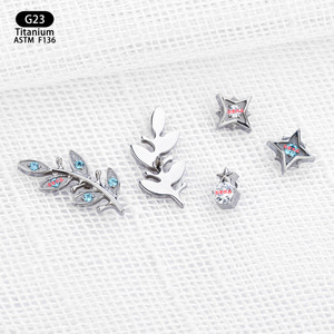 Pendientes de Titanio G23 F136 con Incrustaciones de Zirconia en Forma de Estrella, Joyería de Moda - Product Image 3