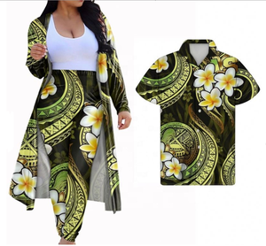 定制情侣服装套装情侣搭配衣服服装2件套装女士萨莫拉波尼西亚部落波纹身印花衣服 - Product Image 1