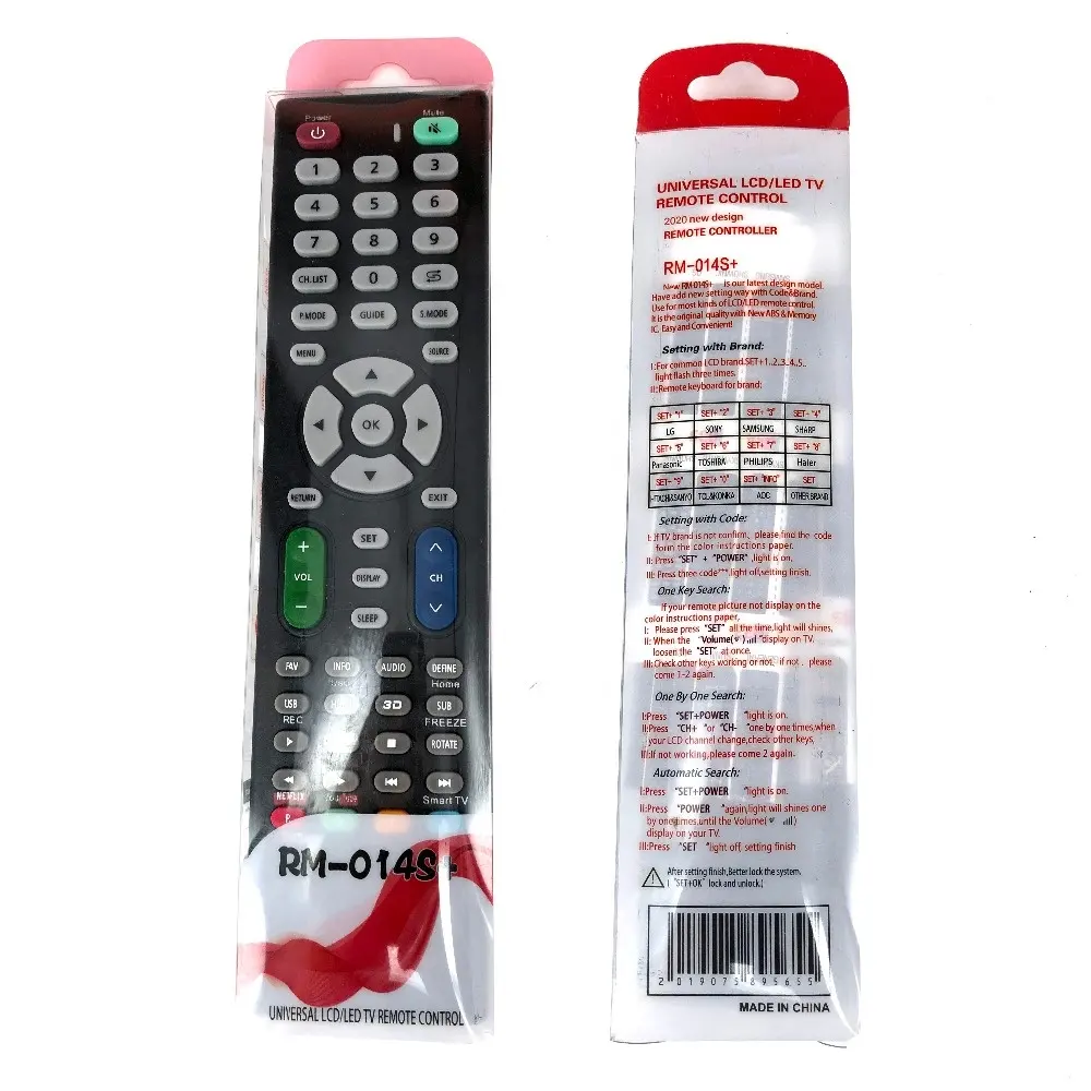 Universal TV remote control Compatible use Universal TV remote control of any brand Need to set according to the manual RM-014S+