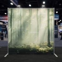 Système d'affichage publicitaire pliable, support de toile tendue, graphisme personnalisé pour les salons professionnels, application de photomaton