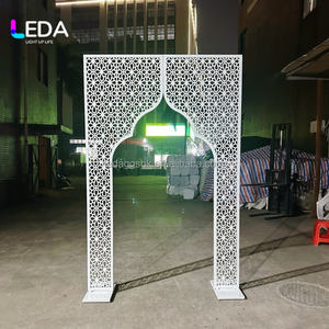 LEDA Decoración Personalizada para Salones de Banquetes de Bodas al Estilo Indio, Fondo de Acero Inoxidable Blanco para Decoración de Eventos - Product Image 6