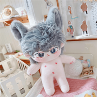Jouets en peluche en stock, poupée garçon de 8 pouces (20 cm), poupée nue avec squelette en plastique, cheveux gris, oreilles de chat