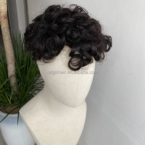Grande réduction Stock faible densité 7x9 pouces 2 #   1B #   Perruques Prothétiques pour Hommes en Cheveux Humains 100% Naturels, Base en Dentelle et en PU, Boucles, Base Australienne - Product Image 4