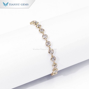 Tianyu <b>Gems</b> Customized Moissanite Diamond 4mm Chain 10K 14K Solid Yellow Gold <b>Bracelet</b> for Women - Product Image 2