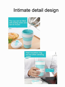 Bouteille pliable en silicone réutilisable sans BPA, gobelet pliable en silicone, tasse à café avec couvercle - Product Image 3