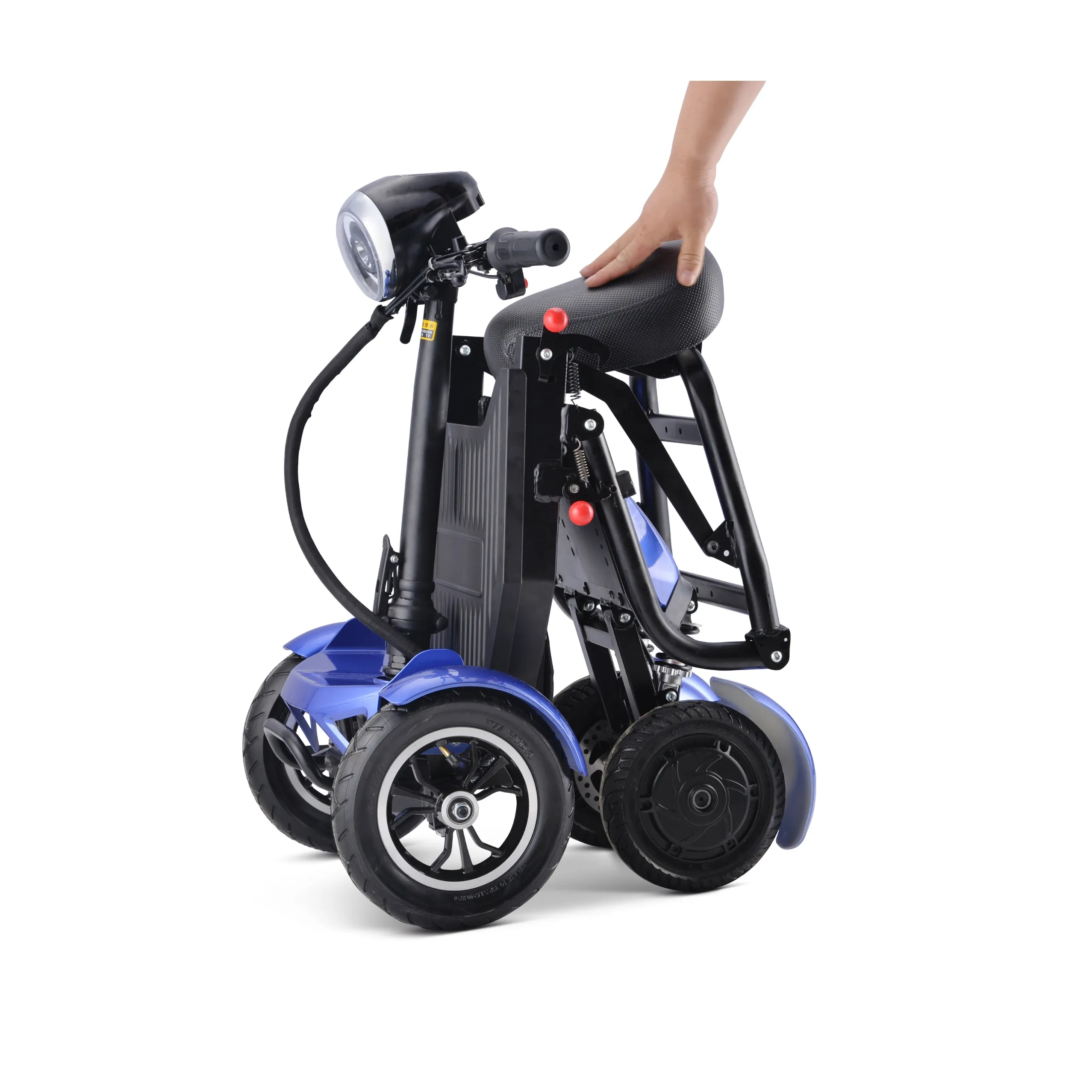 Foldable Electric Motorcycle Scooter Black Motor Power Battery four wheel electric Mobility scooter