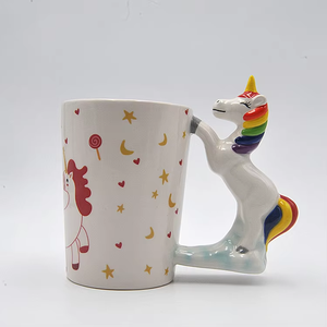 Tasse 3D à poignée <span class=keywords><strong>licorne</strong></span> mignonne de 12.5 onces faite à la main en céramique de dessin animé <span class=keywords><strong>réutilisable</strong></span> tasse à café thé à bulles Yerba Mate - Product Image 2