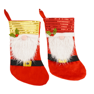 <b>Small</b> Cute Christmas Gift Christmas Decorating Sequin Red Velvet Gnome Design Christmas Stockings - Product Image 1