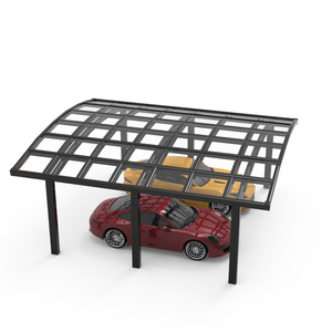 Abri de voiture double en aluminium courbé (panneau PC fumé) pour villa, jardin, allée - Anti-UV et isolation phonique - Product Image 2