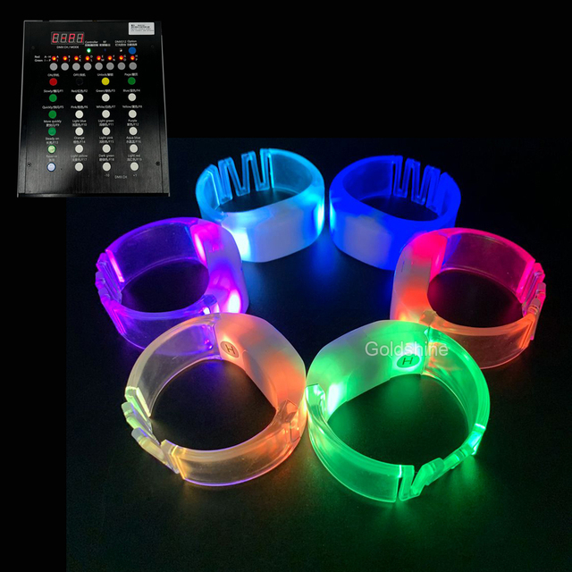 Verified OEM Colorful Custom LOGO Wireless DMX Remote Programmable Radio Sensor Silicone LED Bracelet LED Wristband for Events