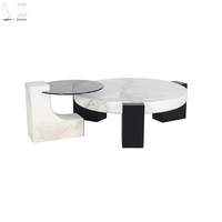 Mobilier moderne de luxe contemporain de style européen pour la maison Table d'appoint ronde en verre Ensemble de tables basses en marbre