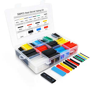580Pcs 2:1 Verhouding Pe Diy Termoencogible Industriële Elektrische Waterpoef Heat Shrink Wrap Kabel Mof Tubing Assortiment Kit - Product Image 5