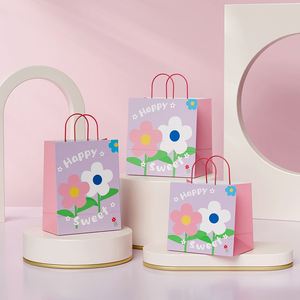 Sacs en papier kraft personnalisés, durables, recyclables et réutilisables pour les magasins de thé au lait et de pain, avec poignée, logos imprimés en couleur - Product Image 5