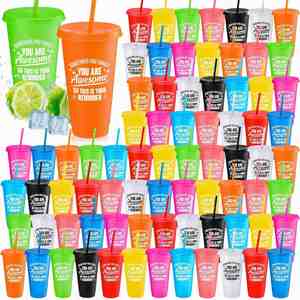 Gobelet à paillettes personnalisé avec logo promotionnel, en plastique, avec paille et couvercle, 24 oz, pour café glacé, tasse de voyage réutilisable, bouteille d'eau - Product Image 1