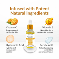 OEM ODM Sérum anti-âge à la vitamine C et à la vitamine E, Aloe vera, thé vert, B5, liquide éclaircissant, exfoliant pour le corps et le visage, anti-rides