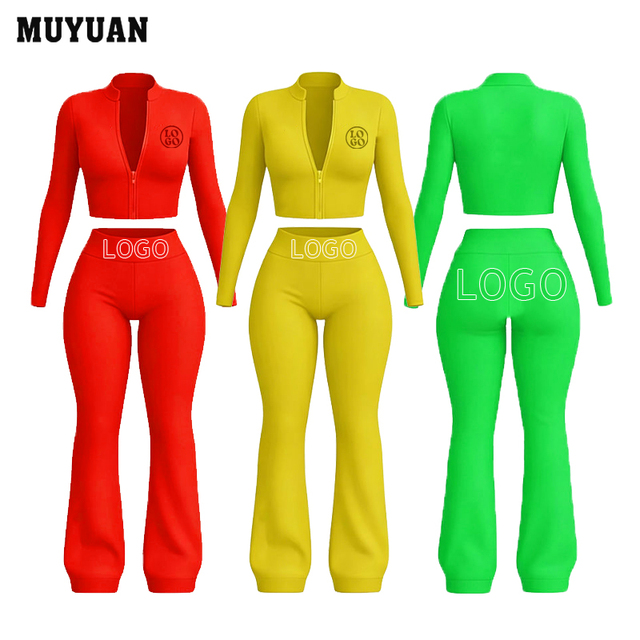 3 Piece Soft Women's Casual Loungewear Set with Zipper Long Sleeve Folded Flare Leggings and Headband for Summer Custom Logo