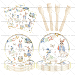 ชุดอุปกรณ์บนโต๊ะอาหารวันอีสเตอร์ DAMAI ชุดอุปกรณ์ปาร์ตี้ลายกระต่าย จานกระดาษแบบใช้แล้วทิ้งสำหรับงานเฉลิมฉลองฤดูใบไม้ผลิ ของชำร่วยสำหรับปิกนิก - Product Image 3