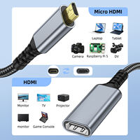 Câble Micro HDTV 4K 60Hz avancé vers USB 2.0, 18 Gbit/s haute vitesse, bleu brume, tressé en nylon, 0,2 m, pour GoPro Hero, caméra, tablette, hub