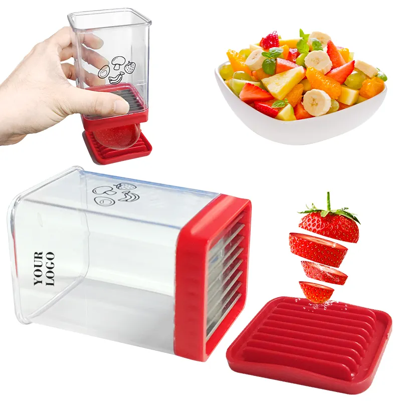 Multifunzionale in acciaio inox fragola Banana tagliatore di frutta mini portatile tazza manuale affettatrice per frutta e verdura