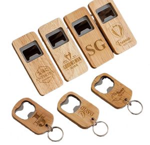 Paquete de 100 abridores de botellas personalizados con mango de madera, espacios en blanco para grabado láser, mezcla de 2 estilos para uso en bares, abridor promocional de metal - Product Image 1