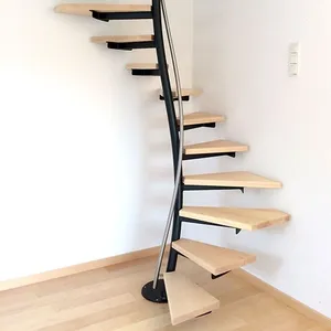 Yeni tasarım spiral merdiven katı ahşap merdiven basamakları modern ahşap portatif merdiven