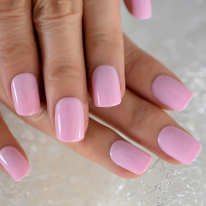 <span class=keywords><strong>Uñas</strong></span> postizas <span class=keywords><strong>cortas</strong></span> <span class=keywords><strong>de</strong></span> acrílico, color rosa claro, diseño Simple, ovalado, brillante - Product Image 3