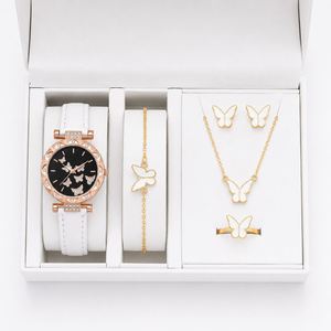 New Fashion Watch Jewelry Set Women Butterfly Ring Necklace Earrings Luxury Water Diamond Casual Leather <b>Bracelet</b> Simple Antique - Product Image 3
