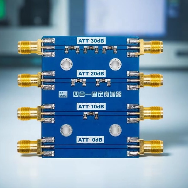 DC-6GHz 4-in-1 Fixed Attenuator, 10dB / 20dB / 30dB / 0dB, RF ATT, High-Precision Thin-Film Resistor