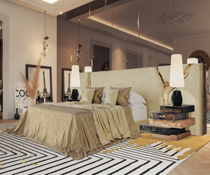 Lit de mariage design de tête de lit en laiton de luxe italien Mobilier de chambre à coucher de luxe Ensemble de lits en tissu nubuck Lit King Size rembourré - Product Image 2