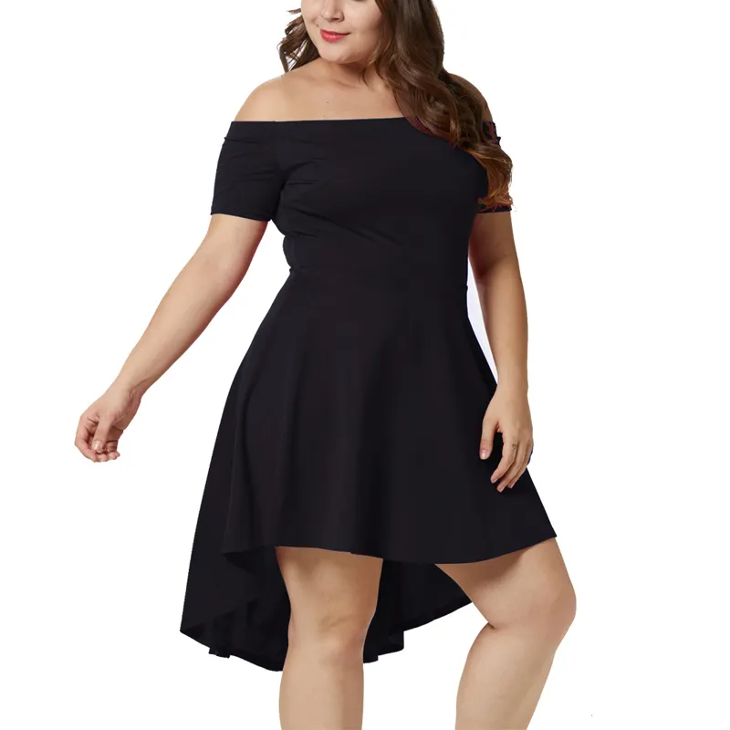 Summer casual dress Latest off shoulder black dress women plus size dress