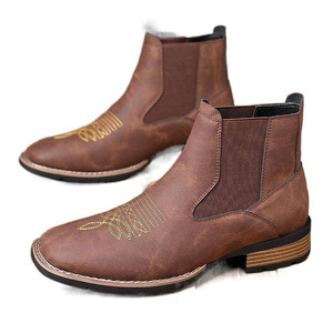 Bottes <span class=keywords><strong>Chelsea</strong></span> pour hommes en similicuir mi-mollet, style urbain, avec doublure en polyuréthane, tendance automne/hiver, décontractées, style britannique - Product Image 5