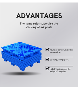Palé de plástico ligero encajable de 9 pies para la venta Proveedor HDPE barato Deber usado Desechable Azul Fábrica de palés de plástico profesional - Product Image 2