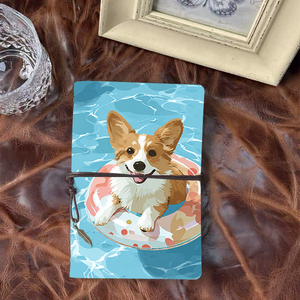 Cahier A6 fait main, belle couverture, parfait pour les ingénieurs, idéal pour les croquis techniques et la résolution de problèmes avec Corgi Dog O - Product Image 1