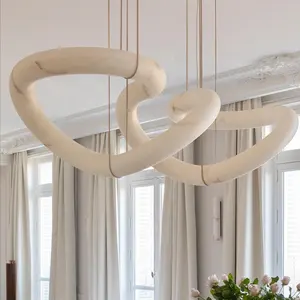 Candelabros de alabastro de diseño creativo moderno personalizado, lámpara colgante para comedor y sala de estar