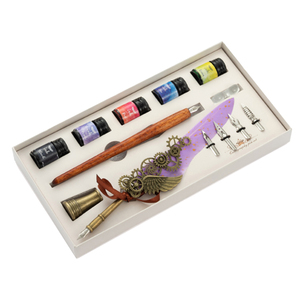 Stylo à plumes de calligraphie mécanique, boîte-cadeau rétro élégant, sceau de cire, plume d'oie, ensemble cadeau avec plumes d'encre, porte-stylo - Product Image 3