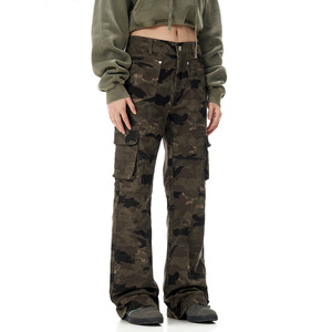 Pantaloni <span class=keywords><strong>Cargo</strong></span> mimetici personalizzati da donna alla moda a vita bassa tute mimetiche dritte pantaloni da donna - Product Image 6