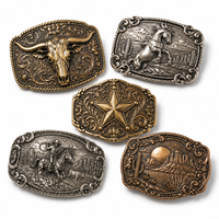 Boucle de ceinture personnalisée en métal, style western cowboy, avec crâne de Longhorn et cheval de rodéo, finition bronze antique, souvenir, cadeau, vente en gros