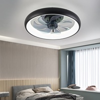 Ventilateur de plafond LED GreeLustr moderne à 7 pales, 6 vitesses, moteur AC 72W, avec lumière, construction en fer, télécommande, intensité réglable, pour chambre à coucher
