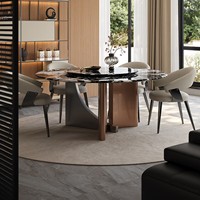 Table à manger ronde moderne noire en marbre, fabriquée en Chine, pour salle à manger