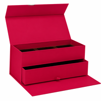 Boîte à double couche personnalisée avec couvercle rabattable, revêtement UV, logo estampé à chaud et tiroir intégré pour bijoux, cosmétiques, parfums, cadeaux
