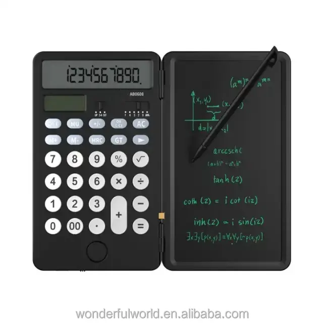 Wholesale price custom office business electronic calculadora foldable 12 digit solar accounting desktop calculator with notepad