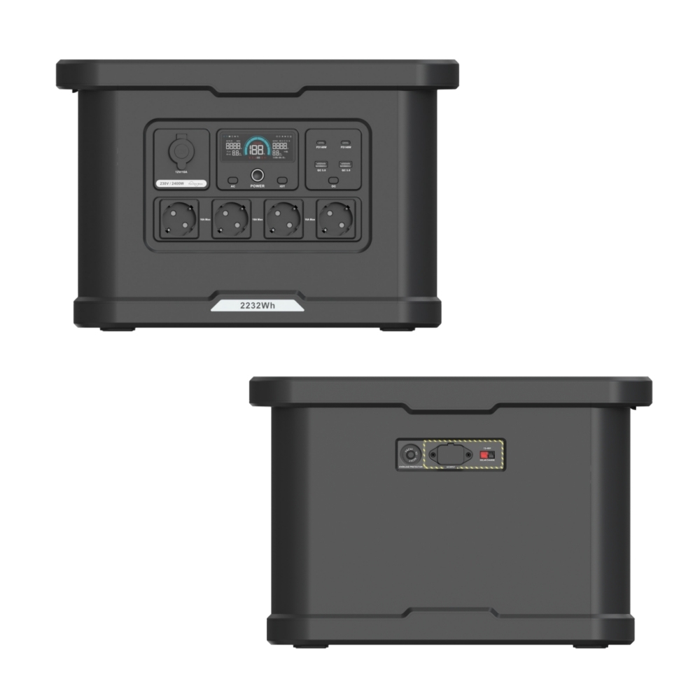 Portable Power Station 2400W 2232Wh Solar Generator LiFePO4 Battery Power Station Pure Sine Wave Outdoor Home Battery Backup