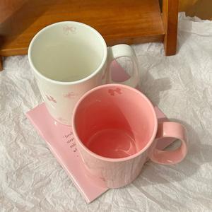 <b>Large</b> Capacity Vintage Butterfly Porcelain Ceramic <b>Mug</b> White Pink Food Safe Dishwasher Safe Reusable Business Gifts Customizable - Product Image 6